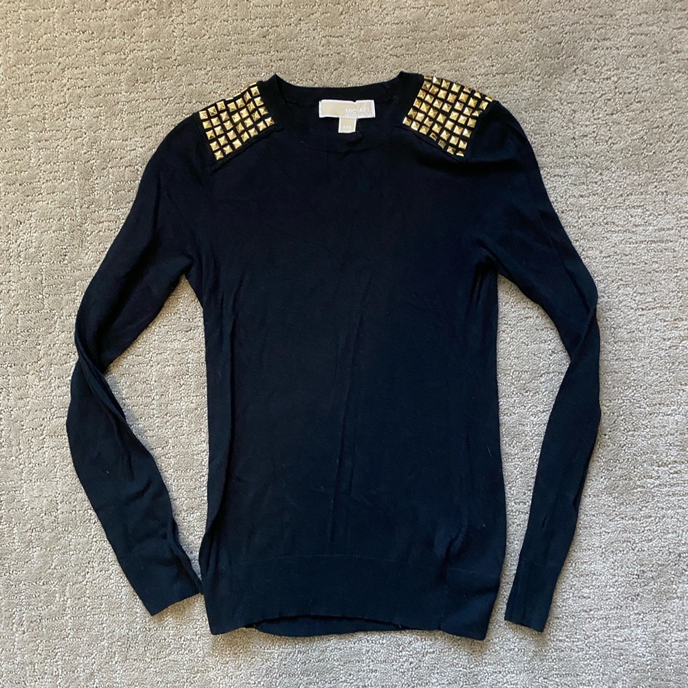 Michael Kors Black Sweater with Gold Accents